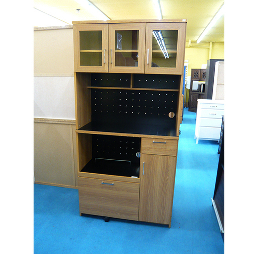 札幌 keittioシリーズ 幅90 北欧風 レンジボード 木目調 ナチュラル キャスター付き FAP-0018 大型 キッチンボード 大きい 大きめ レンジ台 食器棚 おしゃれ 収納 キッチン 家具 本郷通店