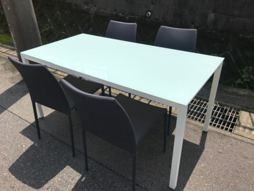 ４人掛け ダイニング セット 天板ガラス イス4脚 中古