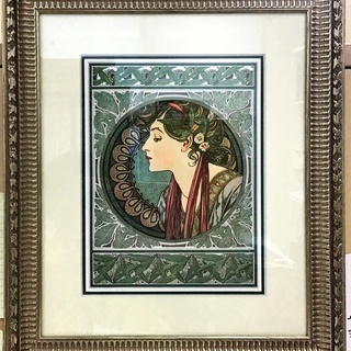値下げ❗️　絵画　ミュシャ　限定発行　横顔の女性