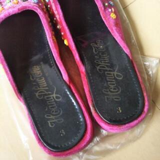 未使用　ビーズ　スリッポン　ピンク　Mぐらいの画像