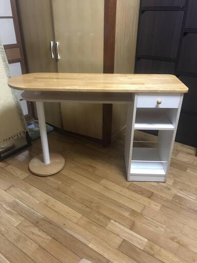 中古  引き出し、収納スペース付き多目的テーブル　幅120cm 奥行き39cm 高さ75cmをお譲り致します。