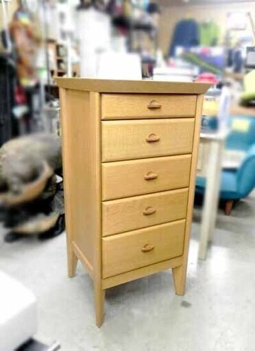 日進木工 スリムチェスト 5段チェスト 収納 整理タンス シンプル 高さ約89cm ☆ PayPay(ペイペイ)決済可能 ☆ 札幌市 白石区 東札幌