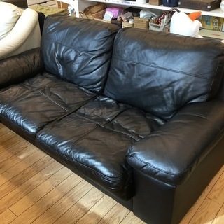 重厚感あります 二人掛け 2.5シーターソファ ワイド本革ソファー