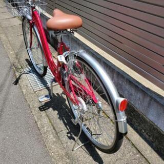 値下げ！　26インチ　おしゃれな　ファッションサイクル　（シティサイクル）　走行僅か、新品同様！　レッドの画像