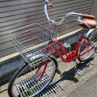 値下げ！　26インチ　おしゃれな　ファッションサイクル　（シティサイクル）　走行僅か、新品同様！　レッドの画像