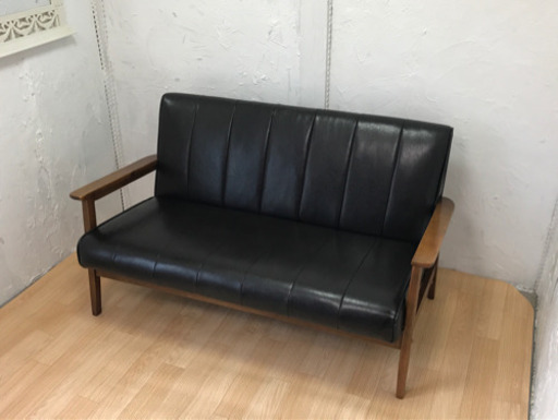 2人掛けソファ　ブラック