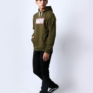 新品[マーベルコミック] パーカー メンズ 長袖 スウェット プルオーバー スウェット 裏起毛 男女兼用 ボックス ロゴの画像