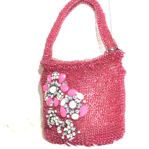 アンテプリマ ワイヤーバッグ ピンク　ハンドバッグ アニマル フラワービジュー