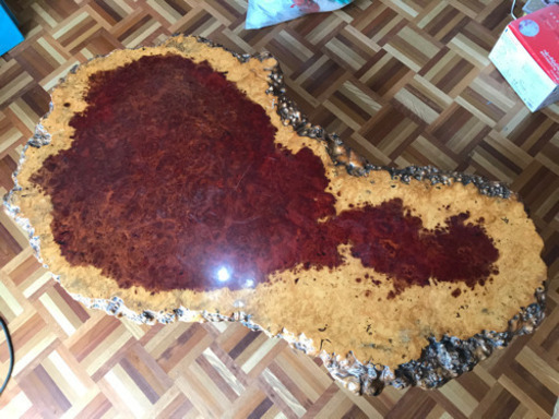 天然木　一枚板　こぶ　座卓