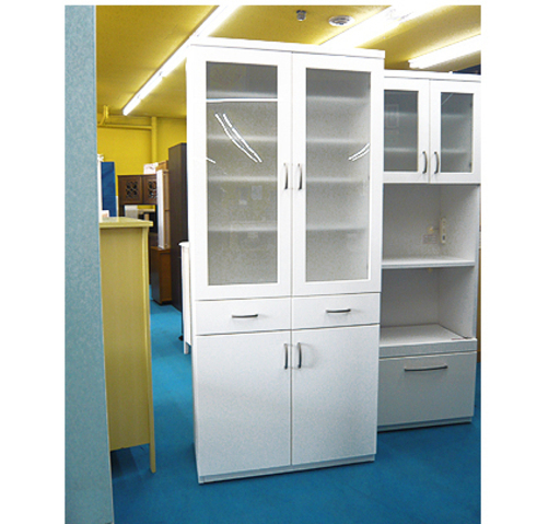 札幌【まっ白い食器棚】幅80cm 棚板高さ調整可能 ホワイト キッチン収納 本郷通店