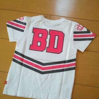 新品3本ラインＴシャツ80白×ラズベビドBABYDOLLベビードール