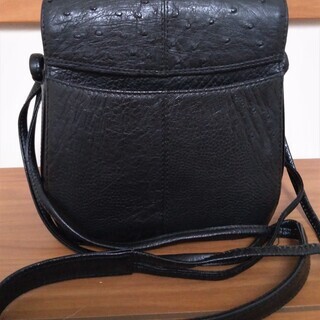 【中古ヴィンテージ】Klein Karoo製黒オーストリッチショルダーバッグの画像