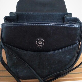 【中古ヴィンテージ】Klein Karoo製黒オーストリッチショルダーバッグの画像