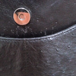 【中古ヴィンテージ】Klein Karoo製黒オーストリッチショルダーバッグの画像