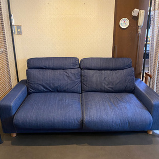 無印良品 ソファ 2.5シーター(オットマン、ヘッドレスト付き)デニム