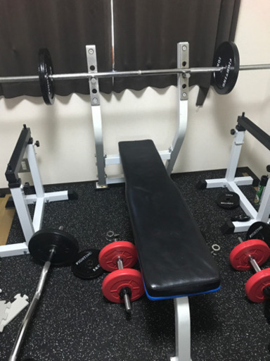 ベンチプレス　シャフト付き　ジムマット付き