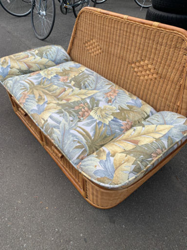 籐ソファー　2人掛け　カザマ　中古