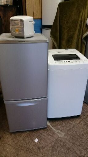 7月お買い得セット第五弾③！！パナソニック　NR-B148W-S　2ドア冷凍冷蔵庫　138L　2016年製・ハイセンス　HW-E4501　全自動洗濯機　4.5K　2016年製・タイガー　JAL-R551　マイコン炊飯ジャー　３合炊き　2016年製　3点セット！！