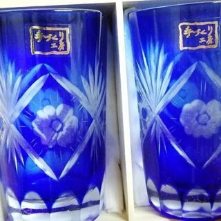 色被せ切子　５脚セット