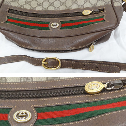 GUCCI オールドグッチ ショルダーバッグ シェリーライン GG柄 GGスプリーム ブラウン PVC×レザー ななめ掛け 本物 ☆ PayPay(ペイペイ)決済可能 ☆ 札幌市 豊平区 平岸 アウトレットモノハウス