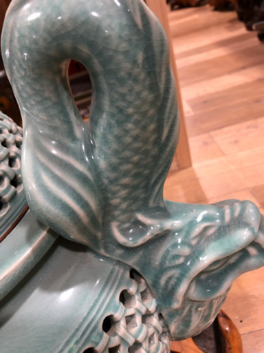 オススメ‼︎ 青磁 大壺 現品限り フタ付 飾り インテリア