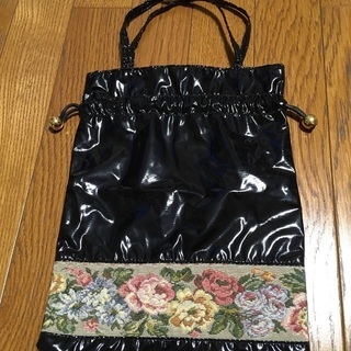 未使用品　巾着　ブラック　の画像