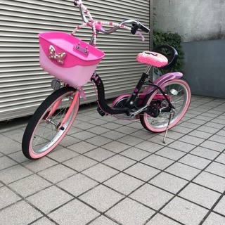18インチ女児　ミニー自転車　補助輪・スタンド付き