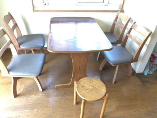 ダイニングセット 4人用 4人掛け ダイニング テーブル チェア 木製 グレー タイ製 5点セット 幅120㎝