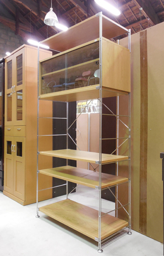 無印良品 ユニットシェルフ 幅84×高さ175cm ステンレス 食器棚 MUJI 組み合わせ自由 大人気 シンプル ナチュラル 収納 ガラス 札幌市東区 新道東店