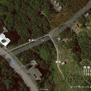 土地面積730㎡　221坪　種目：原野　接道：無　里道：有　日当り良好