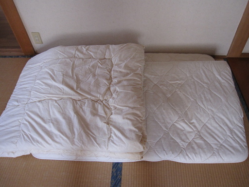 中古　掛け敷ふとん　ダブルサイズ　掛け敷シーツ付き
