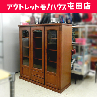 大雪木工 ハイボード 旭川家具 幅122.5㎝ リビングボード ガラス扉 収納家具 木製 ☆ PayPay(ペイペイ)決済可能 ☆ 札幌市 北区 屯田