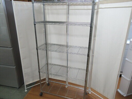 J1463/スチールラック/メタルラック/棚/収納家具/キャスター付き/5段/中古品/