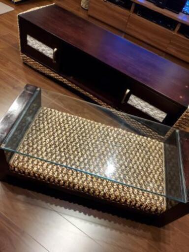 テレビ台&ガラステーブルセット★アジアン★