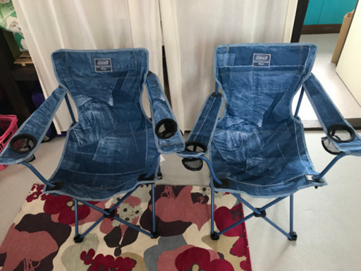 値下げ　コールマン　ILリゾートチェア　デニム　二個　ほぼ新品　タグ取ったのみ