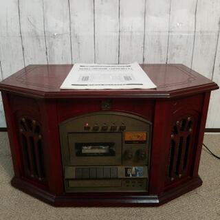 アンティーク木製レコードプレーヤー付きコンポの画像