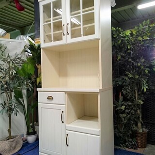 R1685) ニトリ キッチンボードミランダ80WH 食器棚 店頭取引大歓迎♪