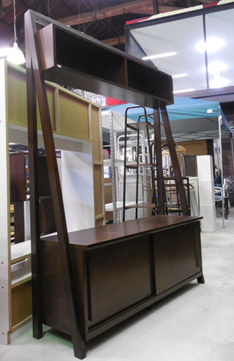 一体型テレビボード 幅125×高さ179cm ハイタイプ 大型テレビ台 AVボード ブラウン ニトリ 木製 札幌市東区 新道東店