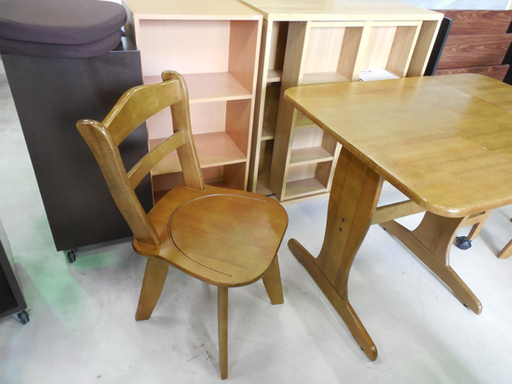 2人掛けダイニングセット イス2脚 バタフライ 伸縮 木製 ブラウン系 札幌市東区 新道東店　