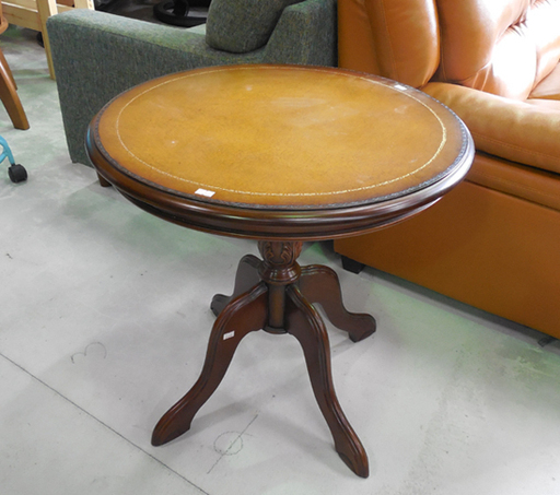 丸テーブル 幅60cm アンティーク調 天板がオシャレ ブラウン 円卓 丸型 サイドテーブル 札幌市東区 新道東店