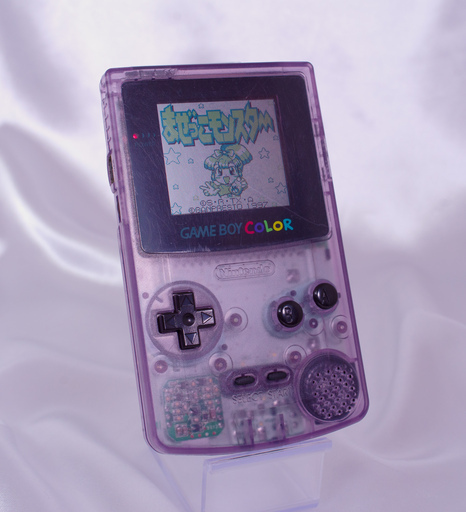 ゲームボーイカラー本体クリアパープルリフレッシュ修復済み修理品+ゲームソフト1本まぜっこモンスター
