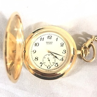 SEIKO セイコー クォーツ 3針 ゴールド懐中時計 贈 内閣総理大臣  7N07–0010 スモールセコンド スモセコの画像