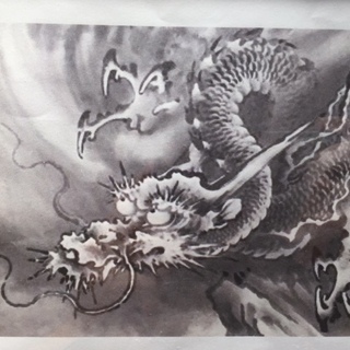 【お正月の縁起物に！】迫力ある龍、縁起物 龍の日本画　Ａ５サイズ...