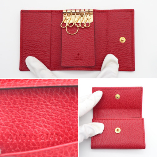《GUCCI/プチマーモント 6連キーケース Aランク》456118 赤 極美