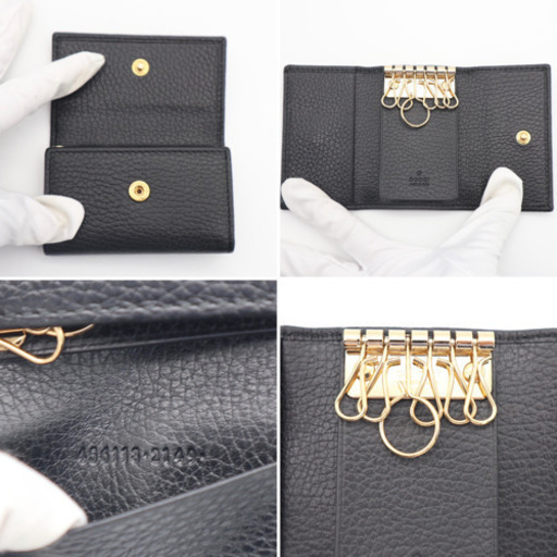 《GUCCI/プチマーモント 6連キーケース》 ABランク 456118 黒