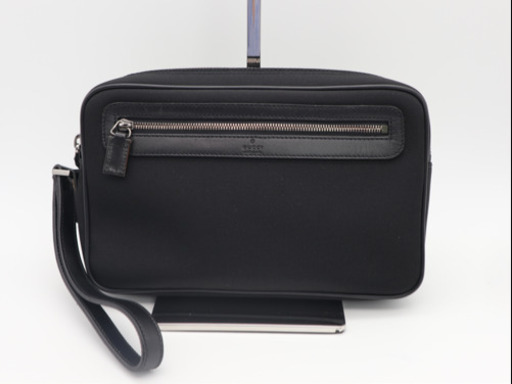《GUCCI/ナイロンキャンバスレザー セカンドバッグ 》Aランク 極美品 黒