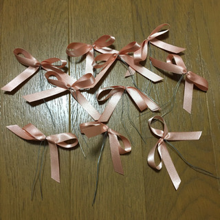 シャーベットオレンジ　サテンリボン　ワイヤ済み