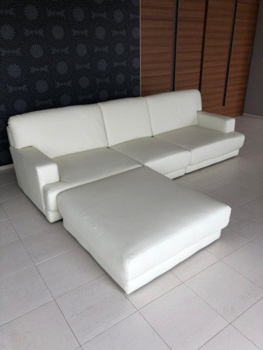 ソファ　L字　オットマン　白　美品