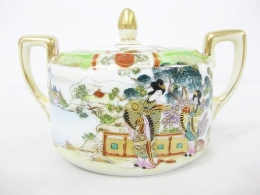 下松)Noritake オールドノリタケ シュガーポット マルキ印 美人画 アンティーク ▲GE2702