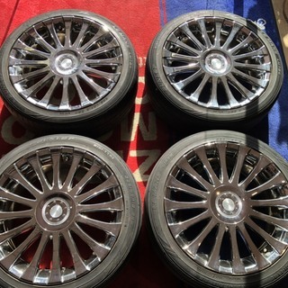 M's speed エムズスピード アルミホイール  18×8jj  5×112/114.3マルチ  +45  ハブ径72mm  ダンロップ ルマン LE MANS LM704 225／45R18 札幌発